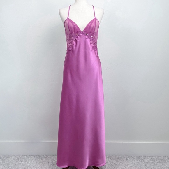 Vintage open back slip dress M - Picture 2 of 7